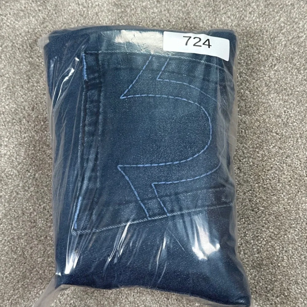 True Religion Men's 36 Ricky Big T Straight Blue‎ New Relaxed Straight Jeans